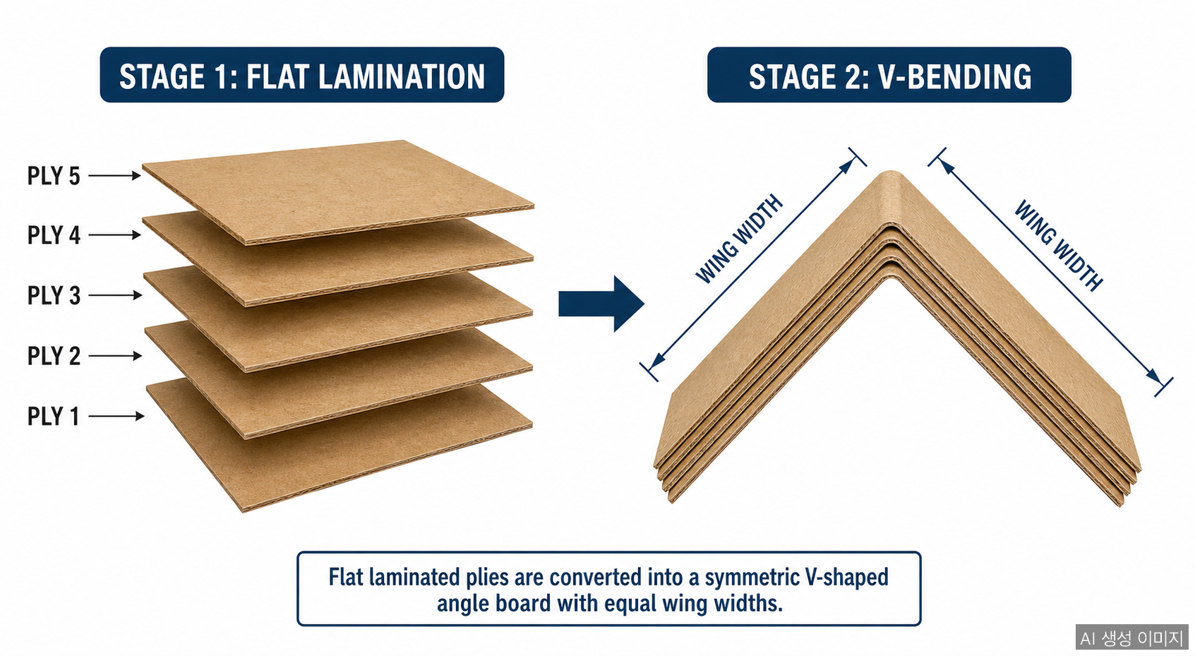Cross-section diagram showing laminated ply structure